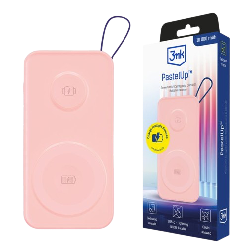Powerbank 3mk PastelUp — 10.000mAh | 22.5W | MagSafe + Qi | USB-A + USB-C + Lightning